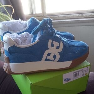 Sam Edelman Blue Suede Women Sneaker Size 7.5 New In Box